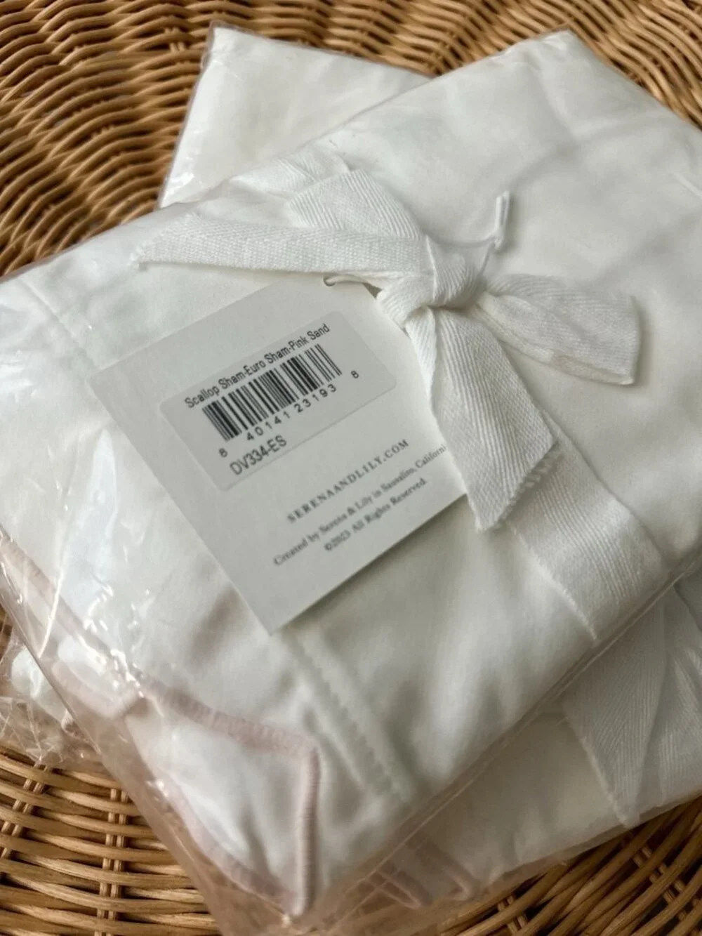 NEW Serena & Lily Scallop Sateen Euro Pillow Sham-Pink Sand
